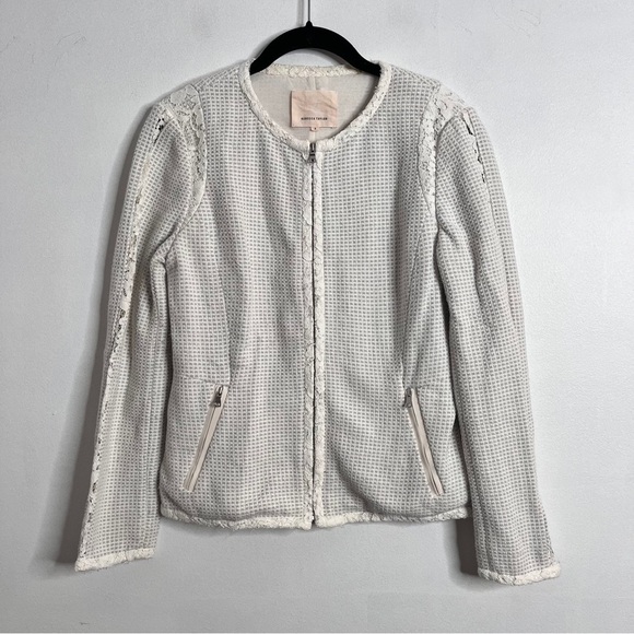 Rebecca Taylor Jackets & Blazers - Rebecca Taylor Tweed Zip Front Blazer Collarless Jacket Business Women's 6 Lace